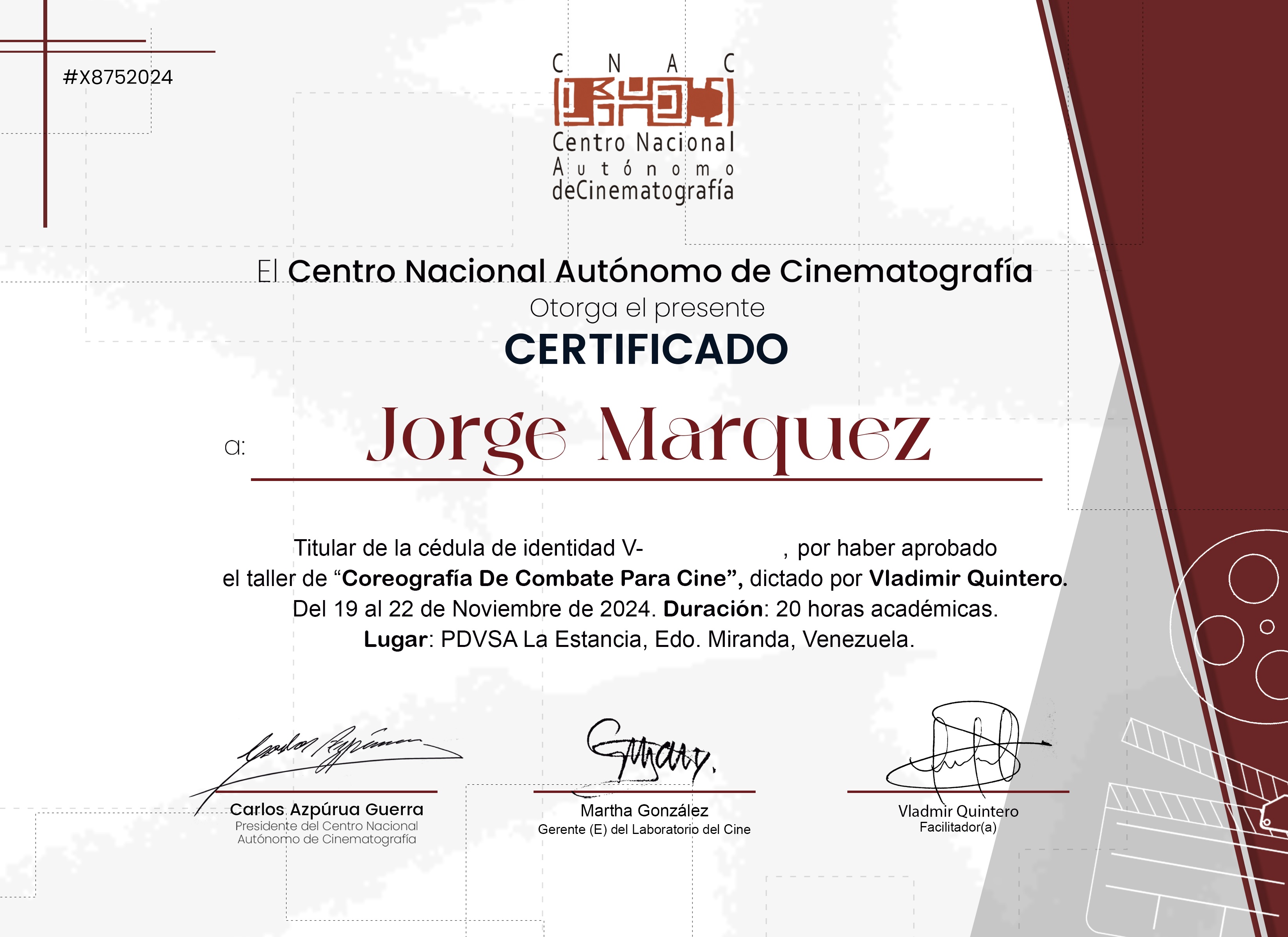Taller Coreografías de Combate para cine